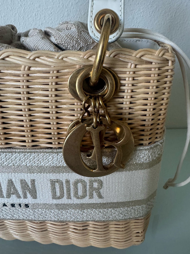 Dior Lady Dior Natural Rattan Beige Wicker Bag size Small