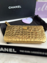 Load image into Gallery viewer, Chanel 19A Gold Calf skin Croc Embossed Mini O Case with Aged GHW
