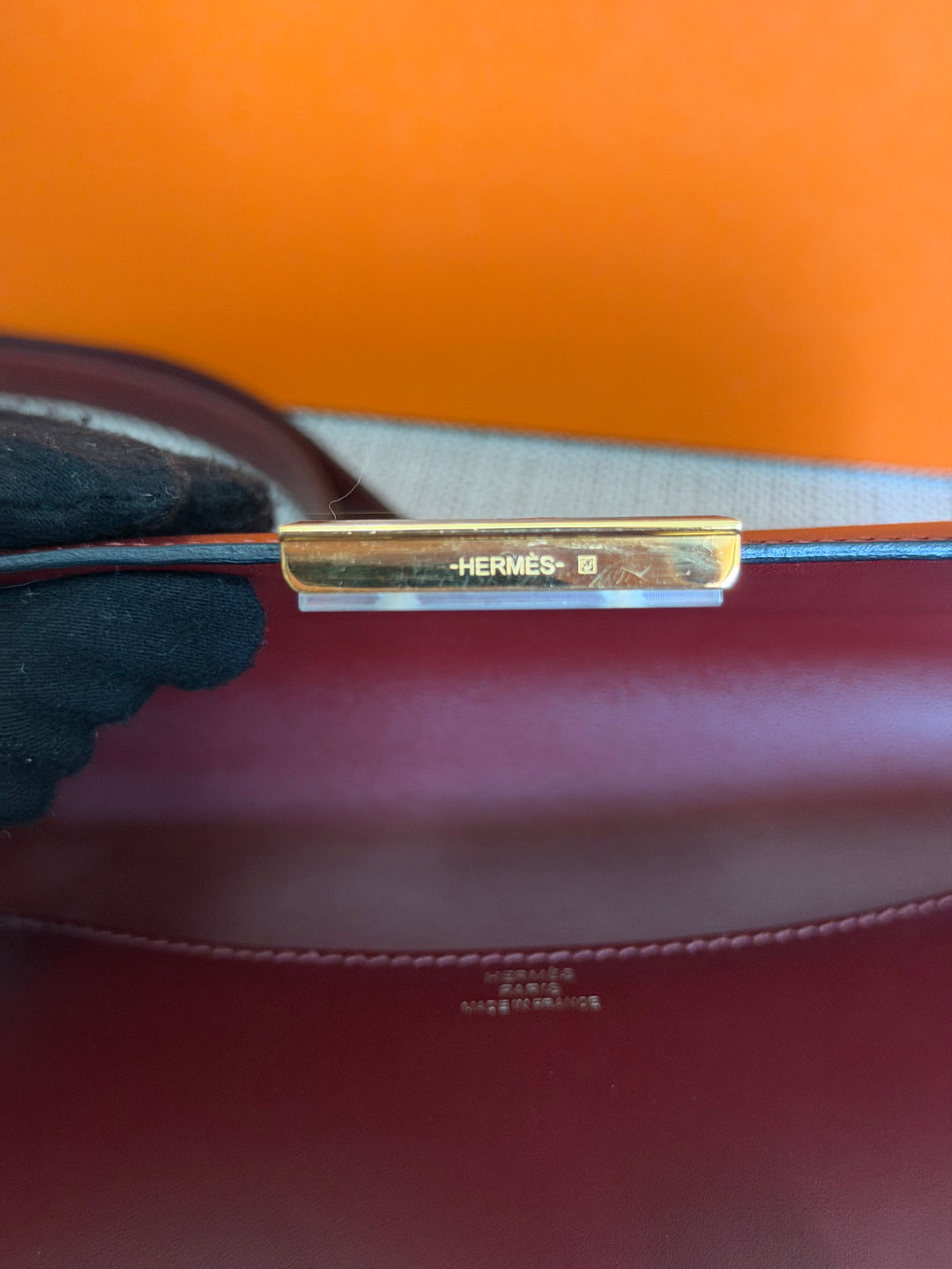 HERMÈS Rouge H Box Leather GHW Mini Constance 18 Flap Bag stamp D 2019