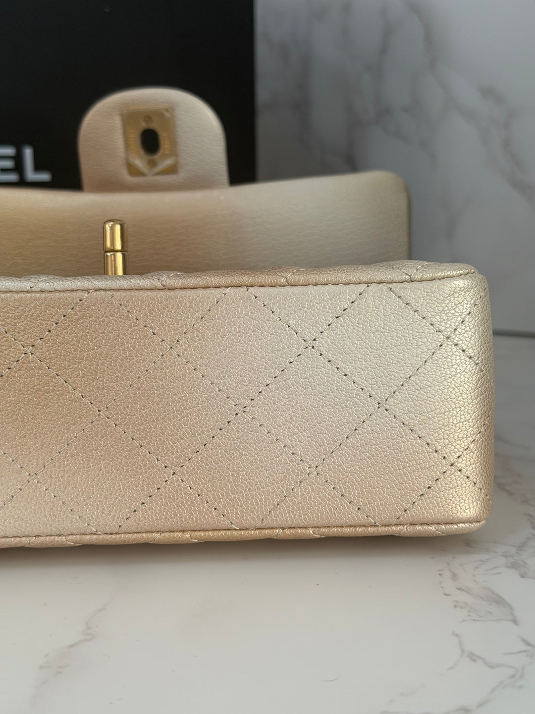 CHANEL 22P Gold Silver Ombré Goat skin Mini Rectangular Flap Bag with Aged GHW 2022