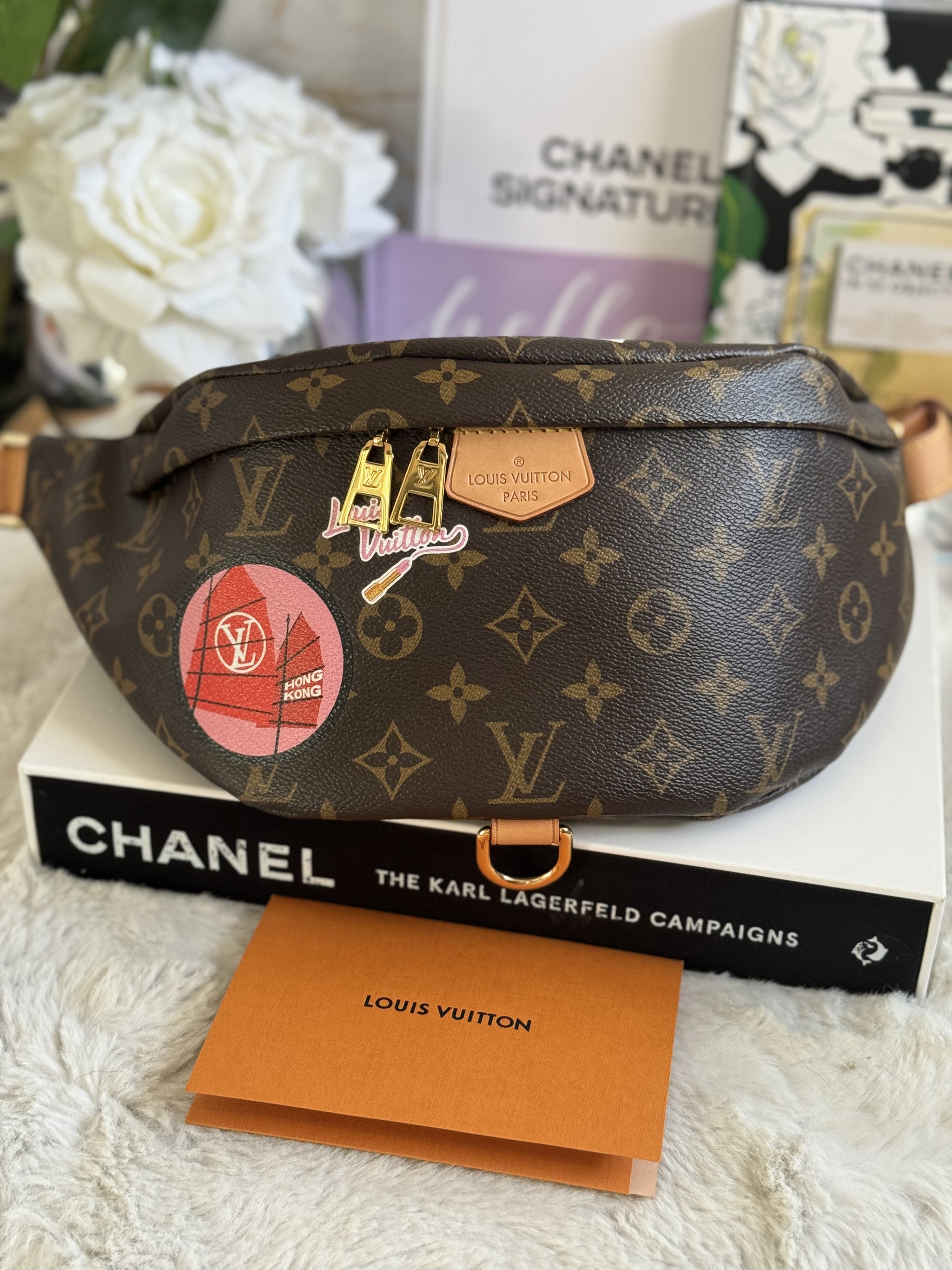 Louis Vuitton Bum Bag Monogram with personalised stickers Date code 20 Globalluxcloset