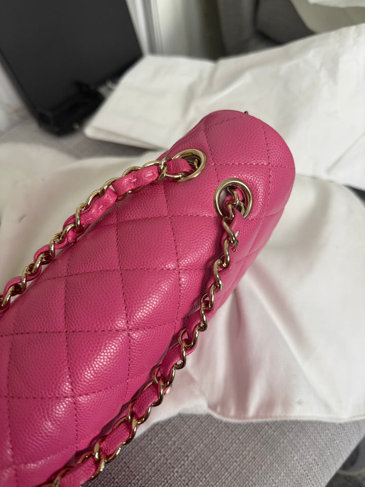 CHANEL series 27 19C Barbie Pink Caviar LGHW 11.12 Medium M/L Timeless Classic Double Flap Bag