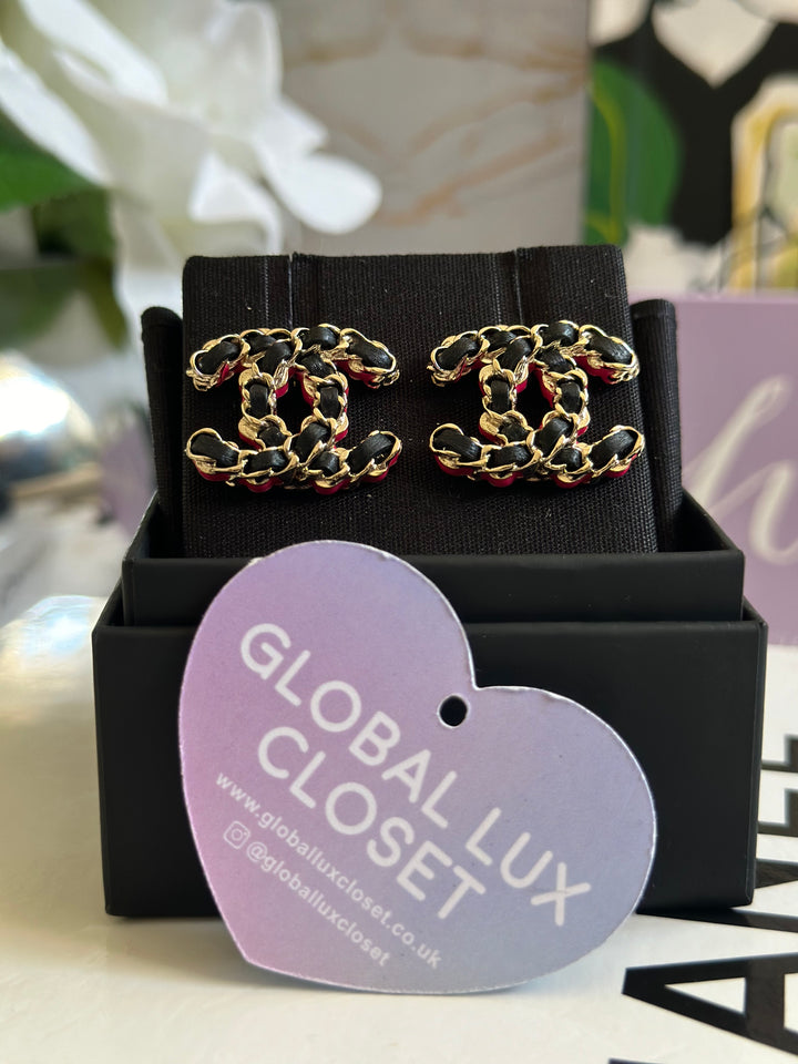 Chanel 23B Wovened Leather LGHW Earrings