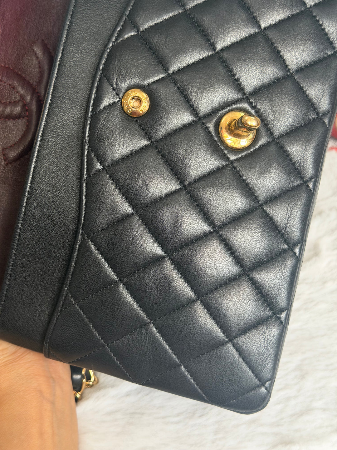 CHANEL series 14 Black Lambskin GHW Medium ML Timeless Classic Double Flap Bag 2011