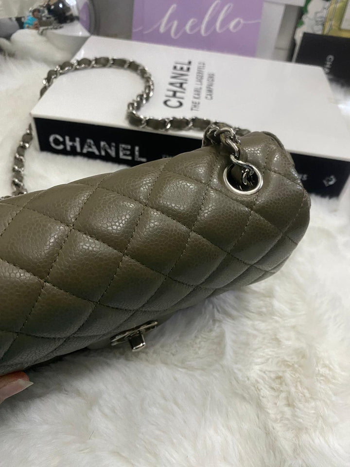 Chanel series 17 2012 Khaki Green Caviar SHW Mini Rectangular Flap Bag