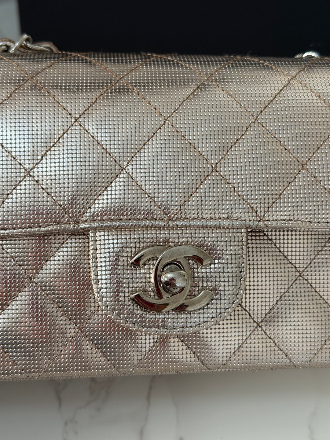 CHANEL series 21 16C 2016 Pixel Pinky Gold Calf Skin SHW Mini Rectangular Flap Bag