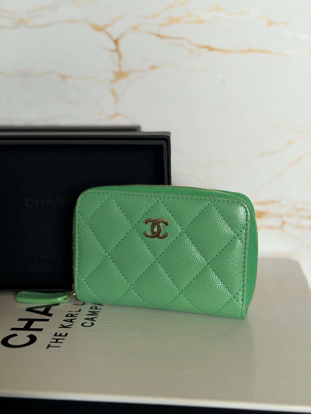 CHANEL 21P series 31 Green Caviar LGHW Zippy Coin Purse