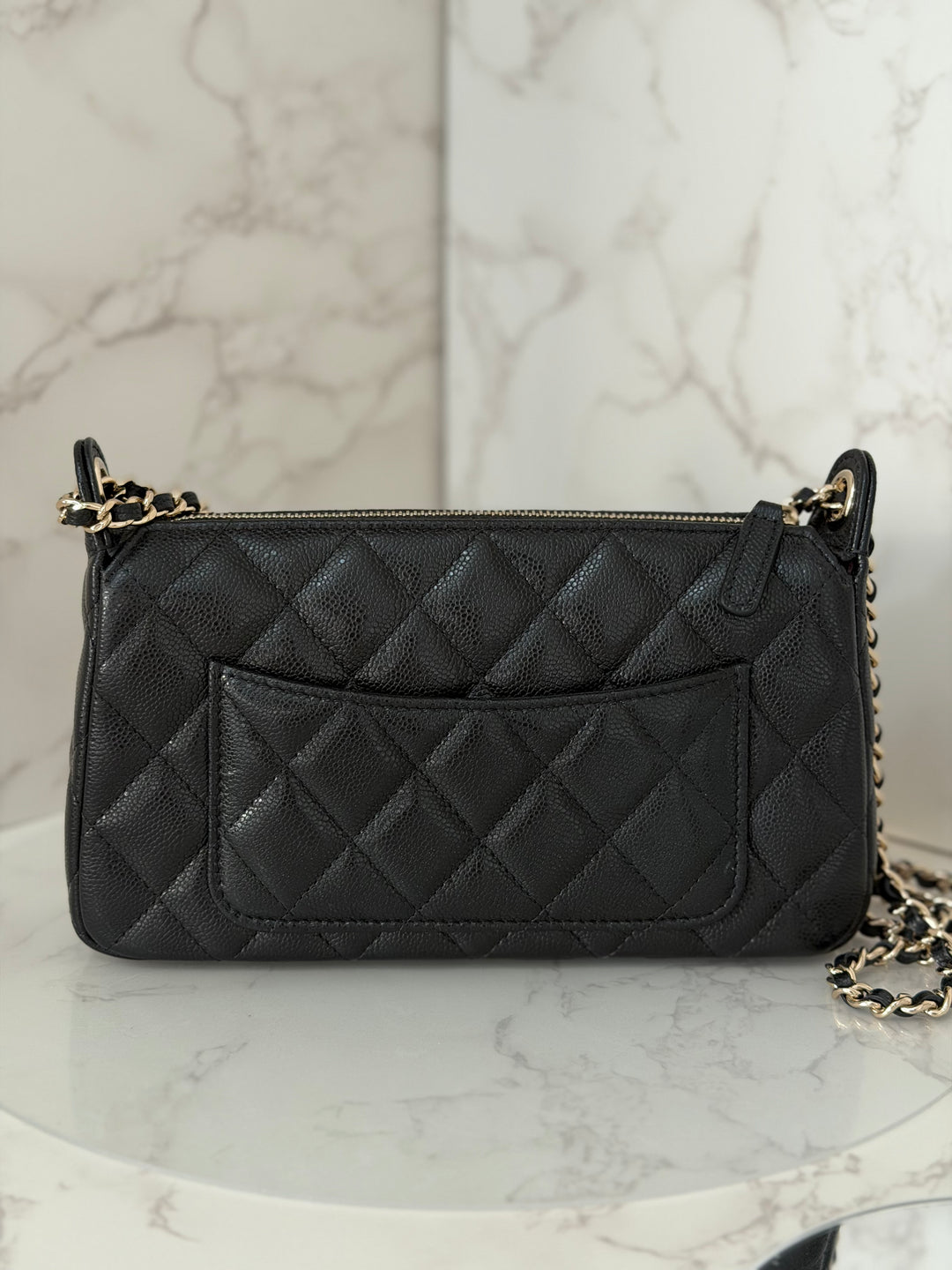 CHANEL New style Clutch/Wallet on Chain WOC in Black caviar LGHW and Burgundy lining 2025