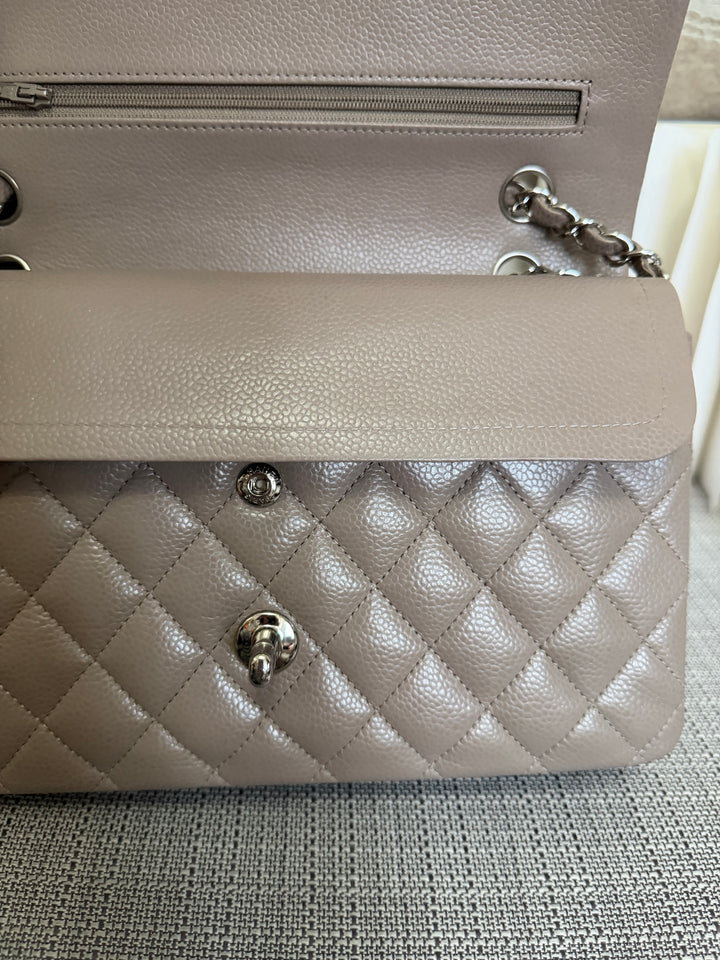CHANEL series 20 15B Taupe Caviar SHW Medium ML Timeless Classic Double Flap Bag