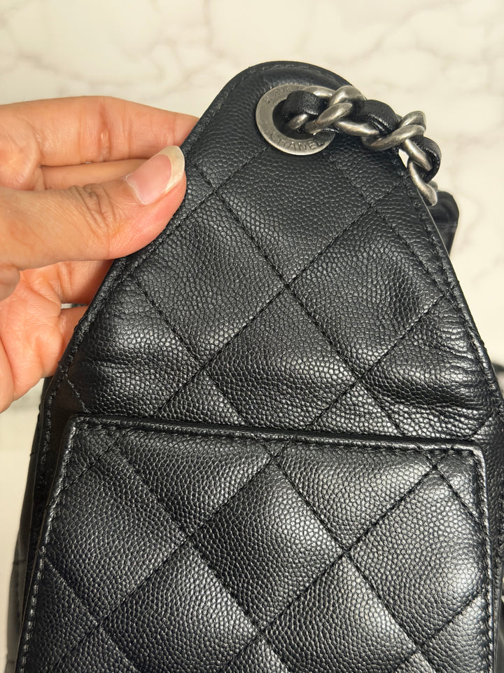 CHANEL 25 Hobo Bag Size SMALL in Black Caviar Ruthenium Hardware 2026