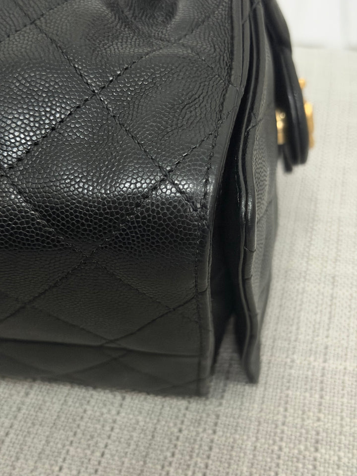 CHANEL 25 Black Caviar Aged GHW Hobo Bag size SMALL