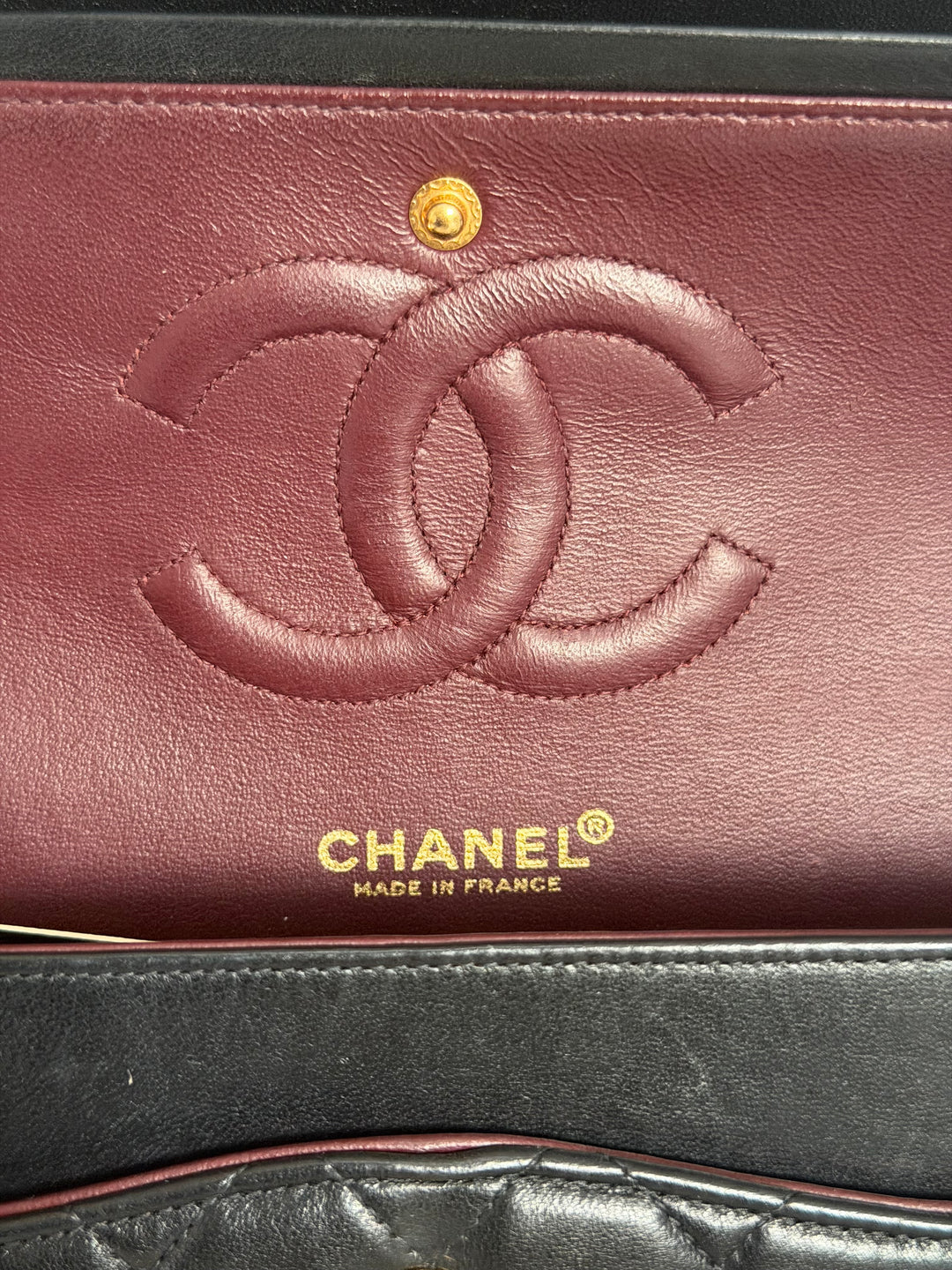 CHANEL series 6 Black Lambskin 24K GHW Vintage Medium ML Timeless Classic Double Flap Bag circa 2000-2002