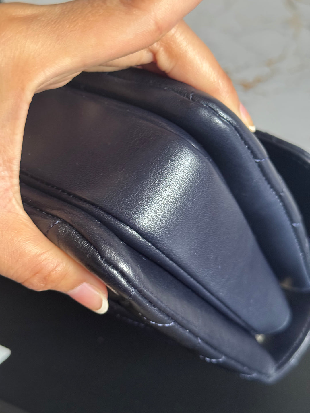Chanel series 28 2018/2019 Navy Lambskin Champagne GHW Trendy CC Flap Bag size Small with Detachable Strap