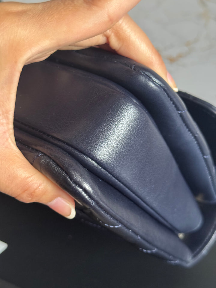 Chanel series 28 2018/2019 Navy Lambskin Champagne GHW Trendy CC Flap Bag size Small with Detachable Strap