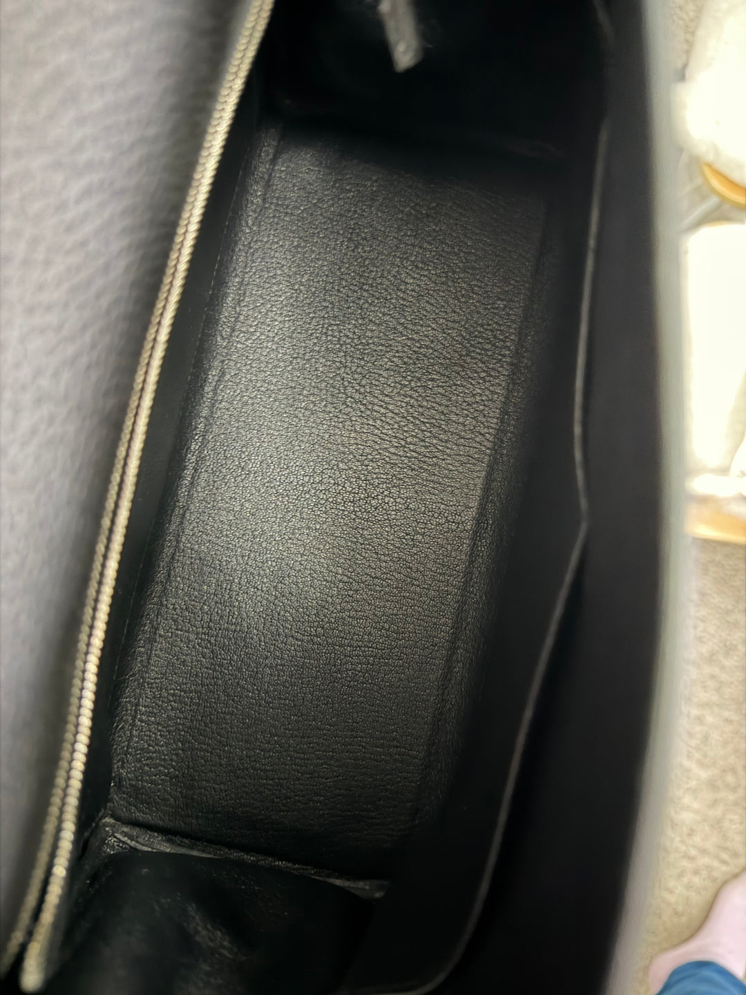 HERMES Noir Black Togo Leather with Palladium Hardware Kelly 28 Retourne Bag Stamp R 2014