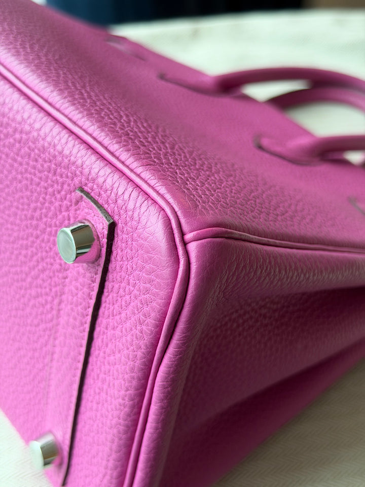 HERMÈS Rose Pourpre Togo Leather PHW Birkin 25 stamp C 2017