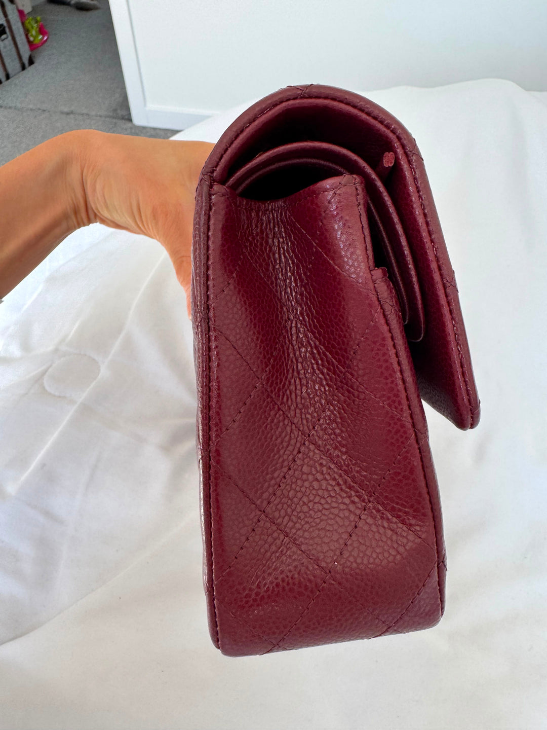 CHANEL series 21 2015 15B Burgundy Caviar GHW Medium ML Timeless Classic Double Flap Bag