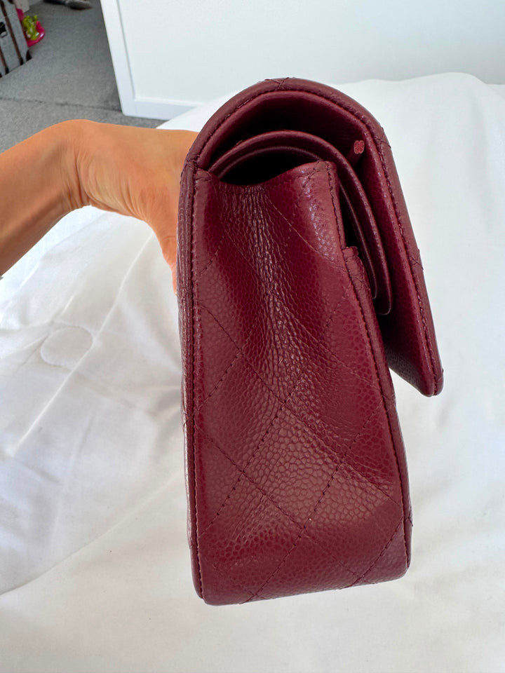 CHANEL series 21 2015 15B Burgundy Caviar GHW Medium ML Timeless Classic Double Flap Bag