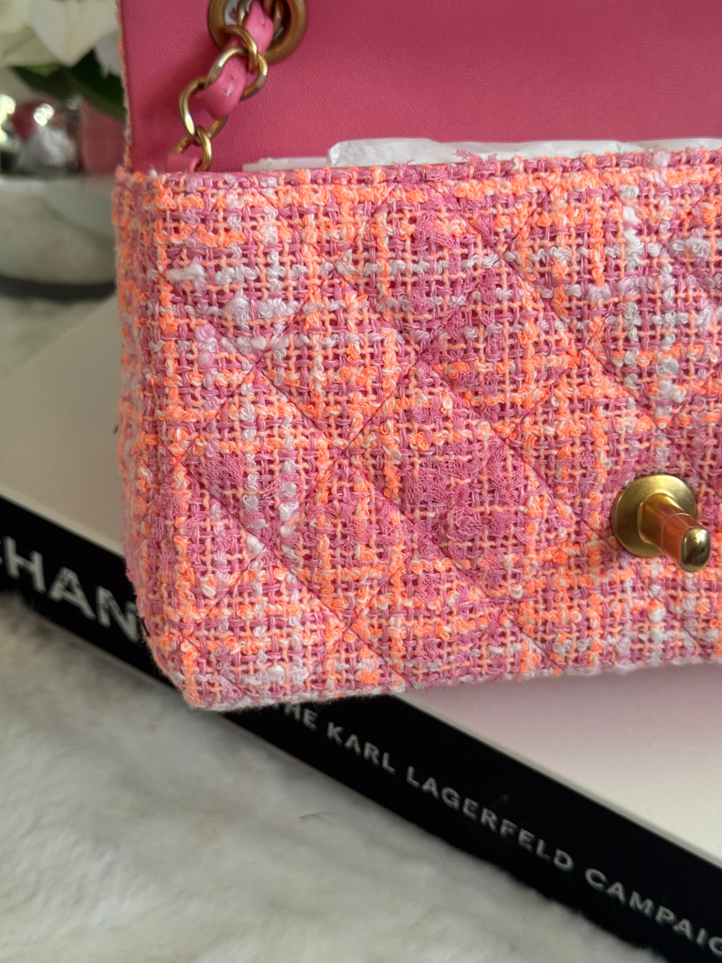 Chanel 24C 2024 Cruise Collection Tweed Pink Orange White Mini