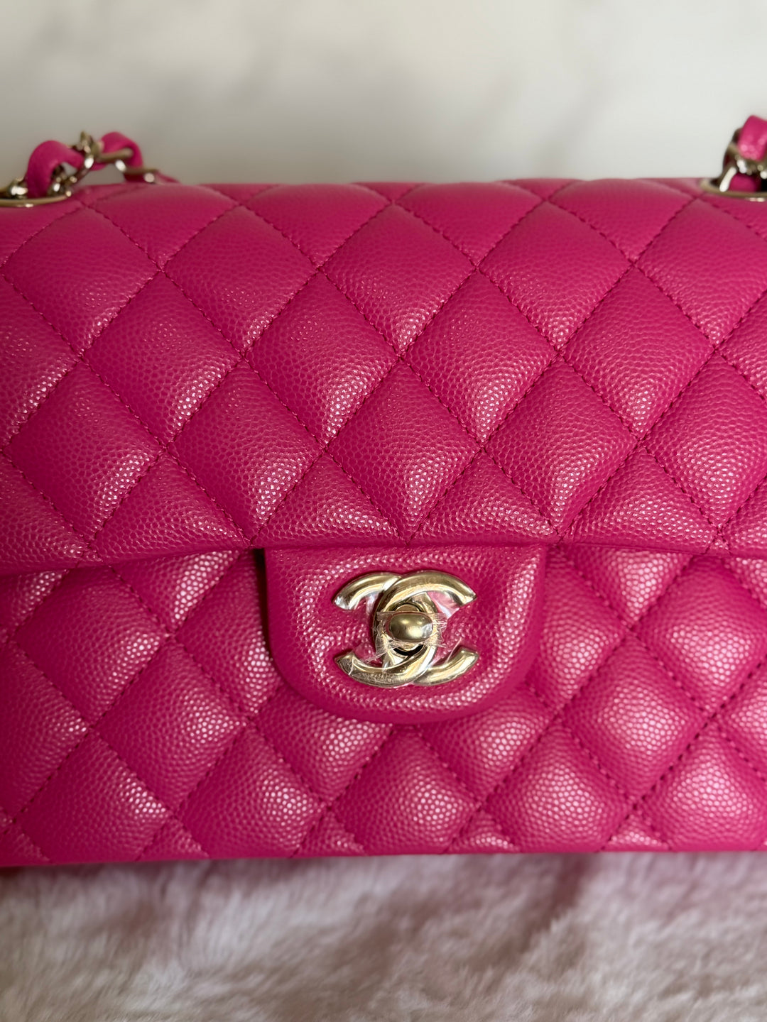 CHANEL 22P/K Hot Barbie Pink Caviar LGHW Small Timeless Classic Double Flap Bag 2022