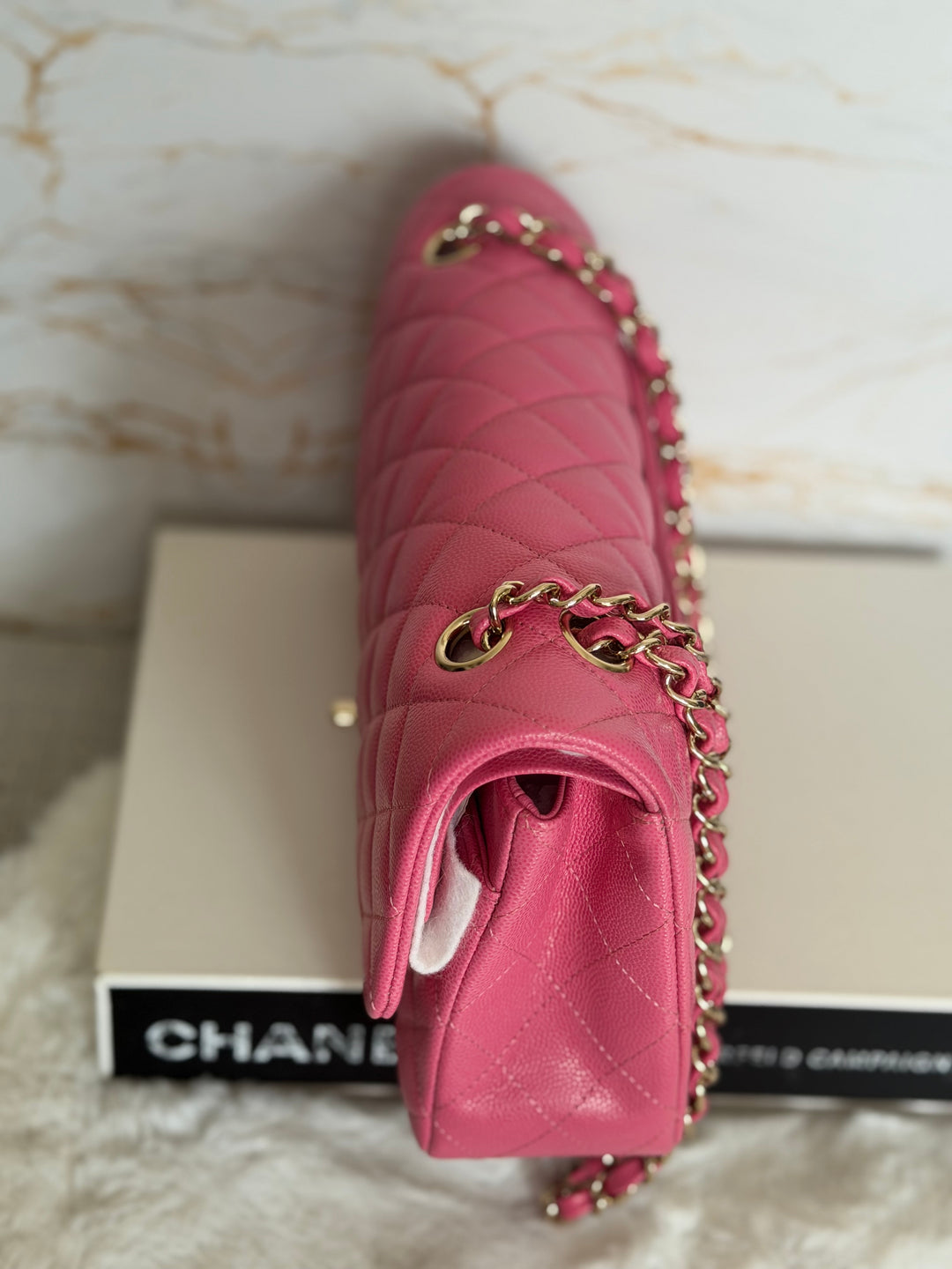 CHANEL series 27 19C Barbie Pink Caviar LGHW 11.12 Medium M/L Timeless Classic Double Flap Bag