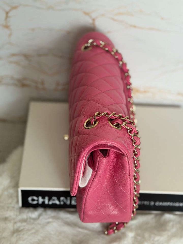 CHANEL series 27 19C Barbie Pink Caviar LGHW 11.12 Medium M/L Timeless Classic Double Flap Bag