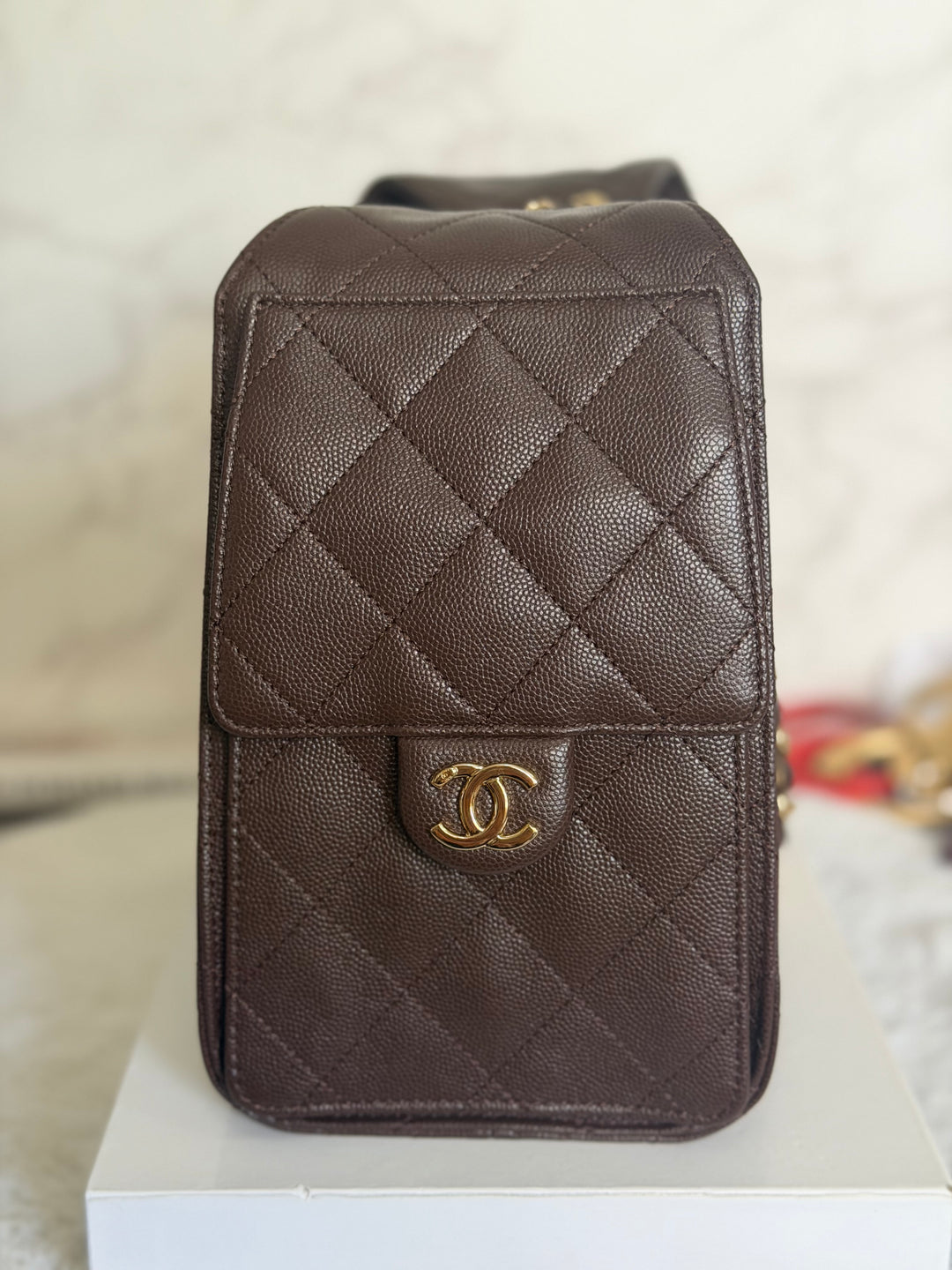 CHANEL 26B Chocolate brown Caviar LGHW 25 Hobo Bag size Small 2026