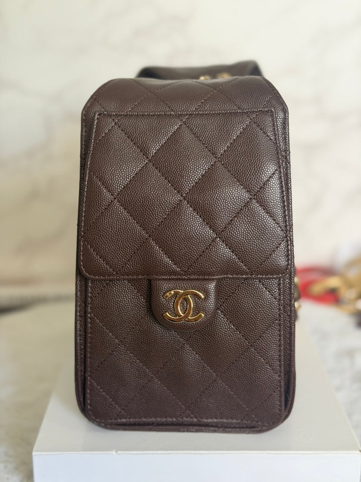 CHANEL 26B Chocolate brown Caviar LGHW 25 Hobo Bag size Small 2026