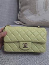 Load image into Gallery viewer, Chanel 23C 2022/2023 Cruise Collection Pastel Lime Green Lambskin Mini Rectangular Flap Bag with Champagne GHW

