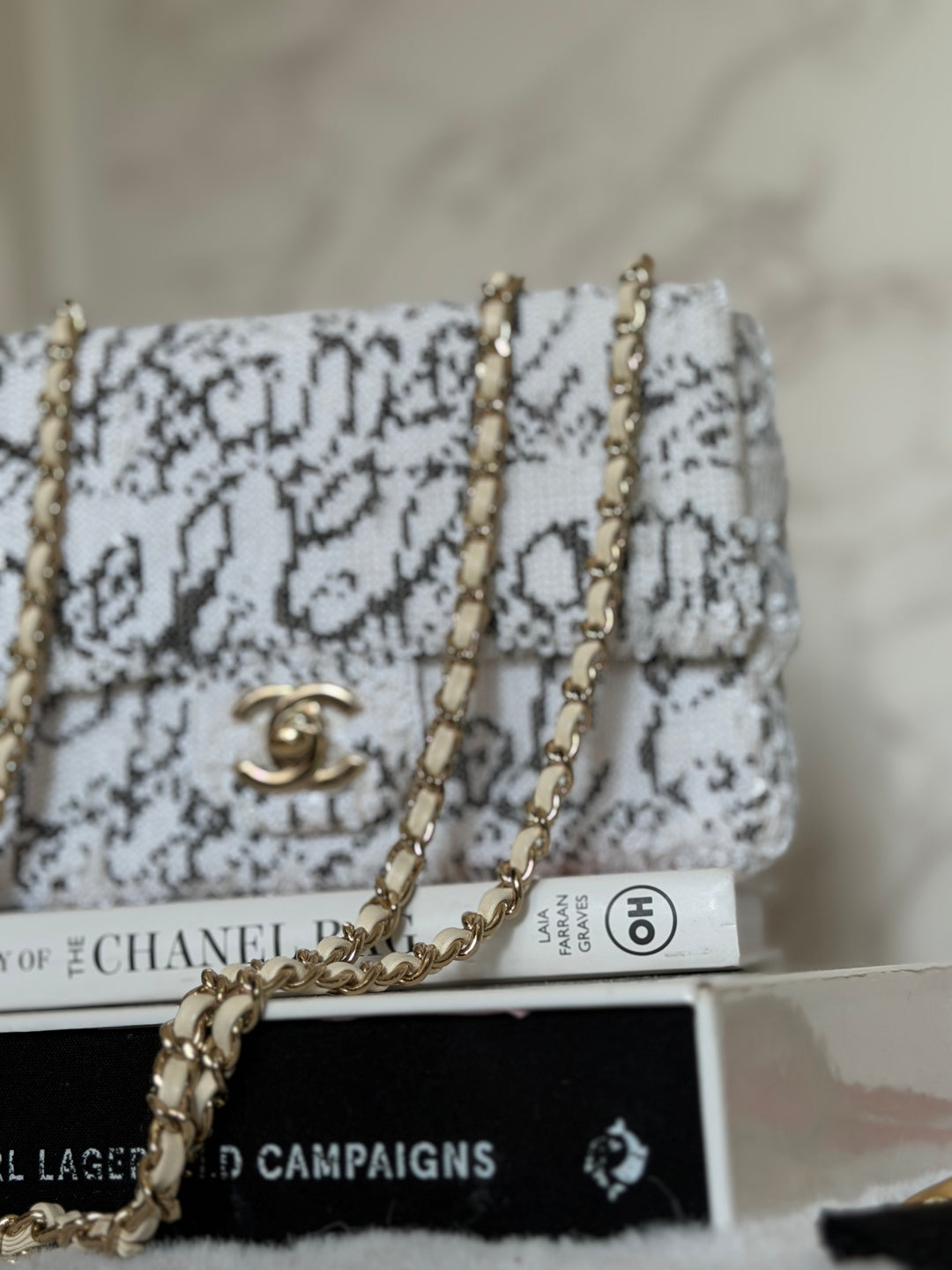 CHANEL 22C White and Black Sequin SMALL Flap Bag LGHW 2022