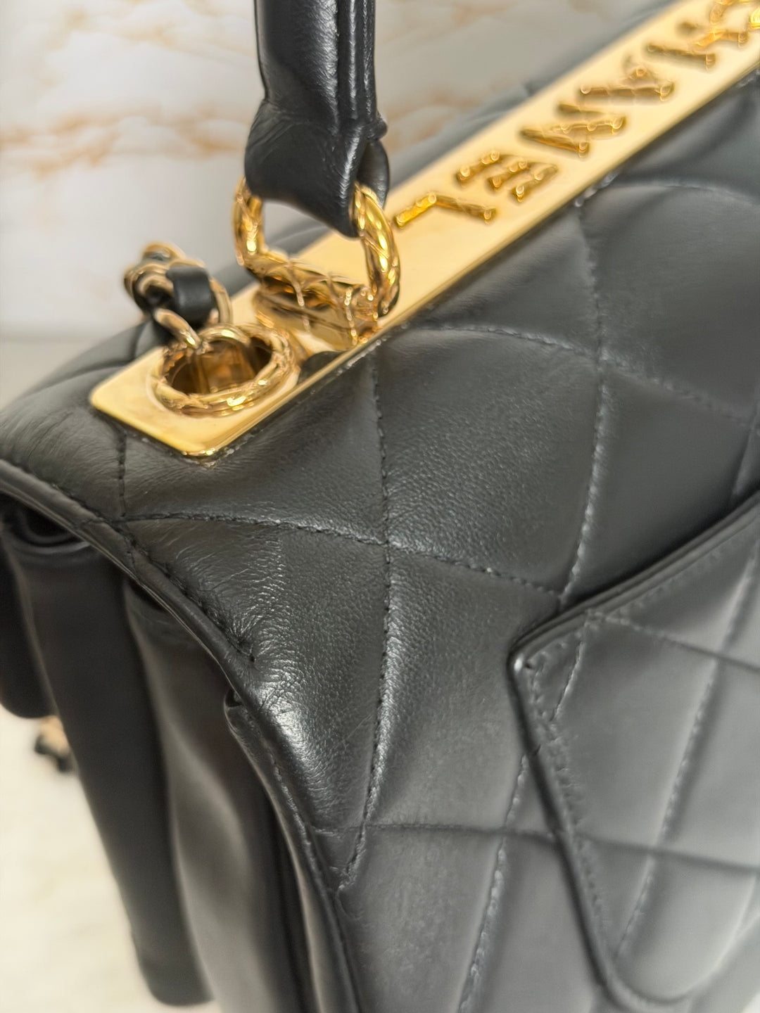 CHANEL Black Lambskin LGHW Trendy CC Flap Bag size SMALL with Non detachable Shoulder strap 2023