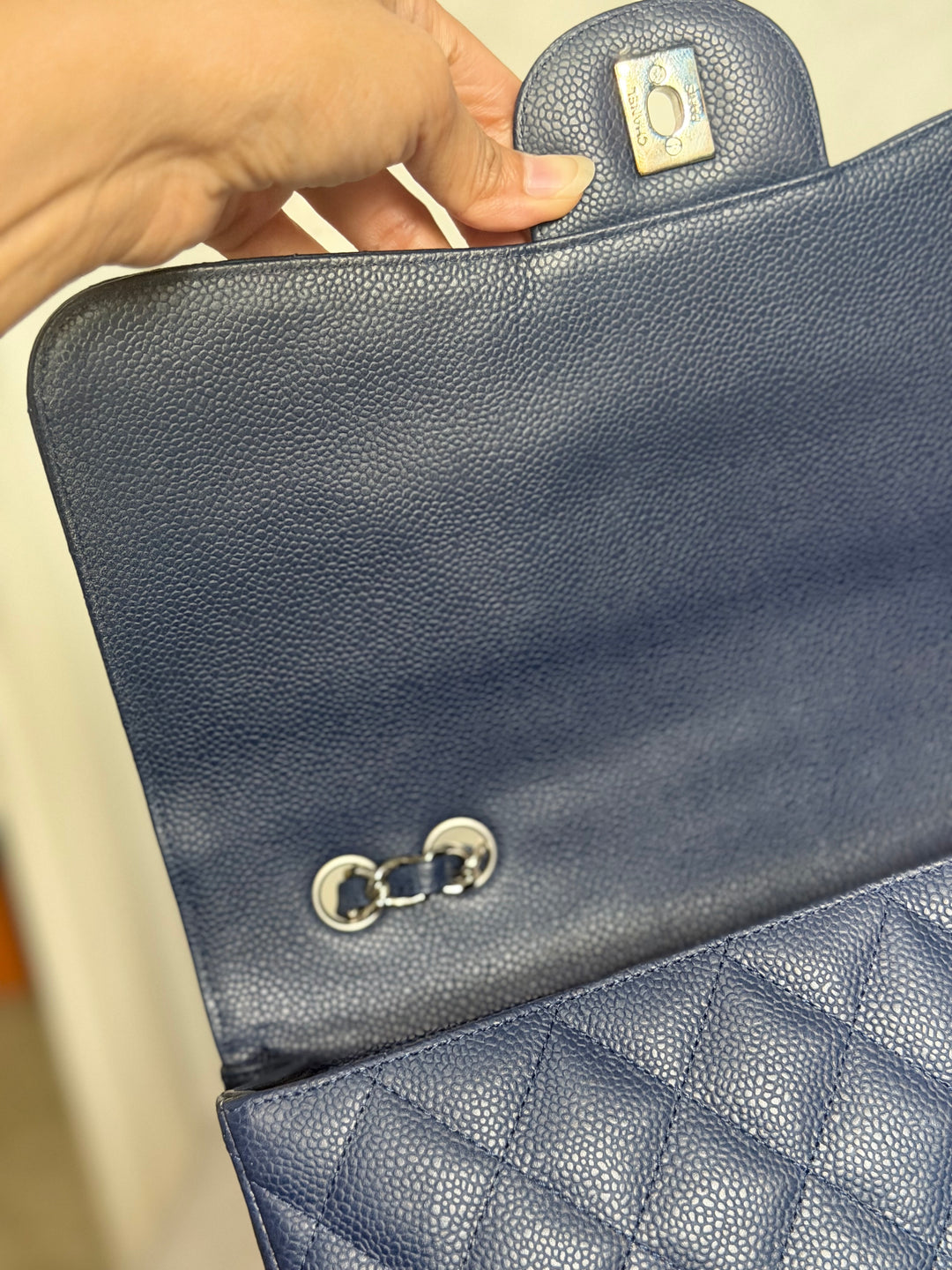 CHANEL series 13 Navy Caviar SHW Timeless Classic Jumbo Single Flap Bag 2010