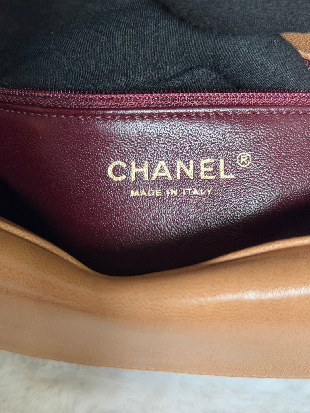 CHANEL series 21 Caramel Brown Lambskin aged GHW Diana Reissue Flap Bag size SMALL 2015