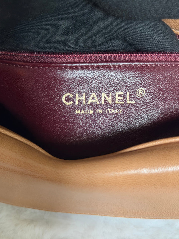 CHANEL series 21 Caramel Brown Lambskin aged GHW Diana Reissue Flap Bag size SMALL 2015