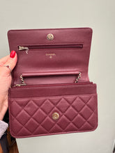 Load image into Gallery viewer, Chanel 22B 2022 Burgundy Caviar GHW Wallet on Chain (WOC)
