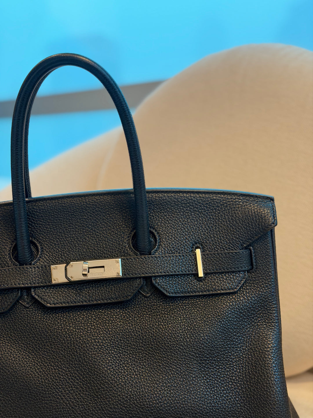 HERMÈS Black Noir Togo Leather PHW Birkin 35 Stamp M in Sq