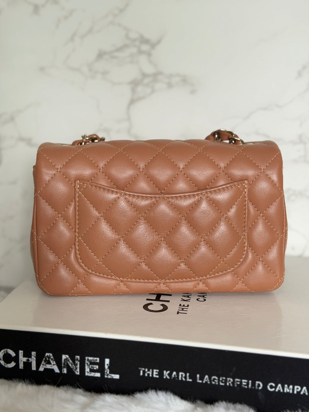 CHANEL 22S Caramel Brown NB356 Lambskin LGHW Mini Rectangular Flap Bag 2022