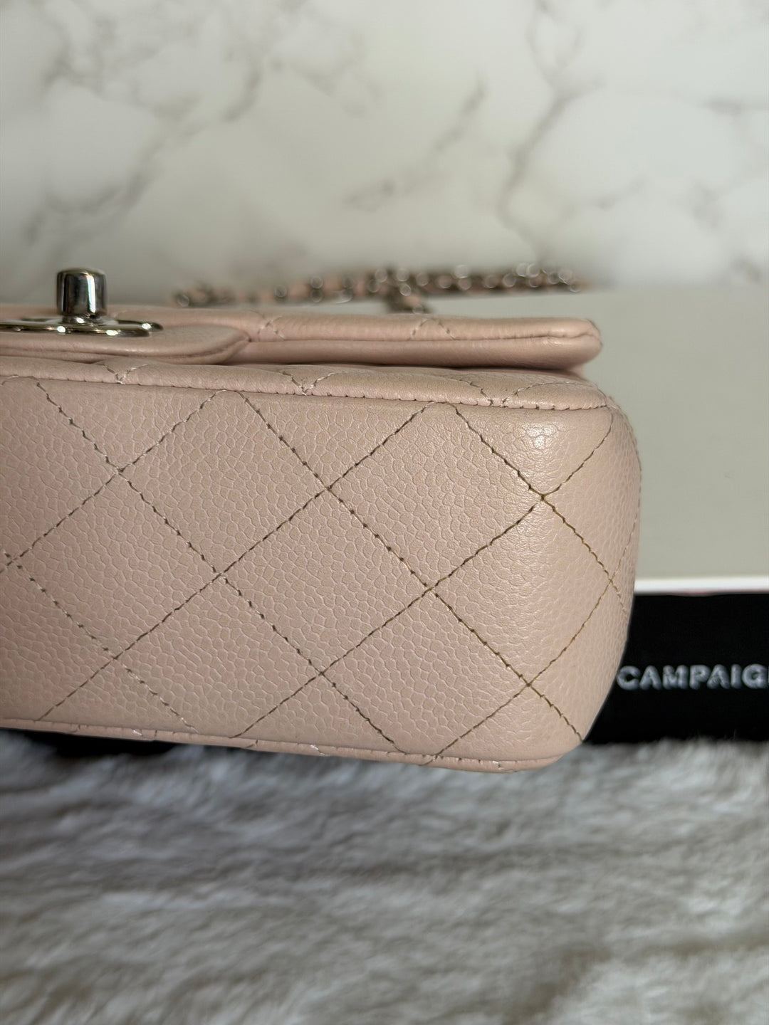 CHANEL series 18 Light Sakura Pink Caviar SHW Mini Rectangular Flap Bag 2014 14C collection