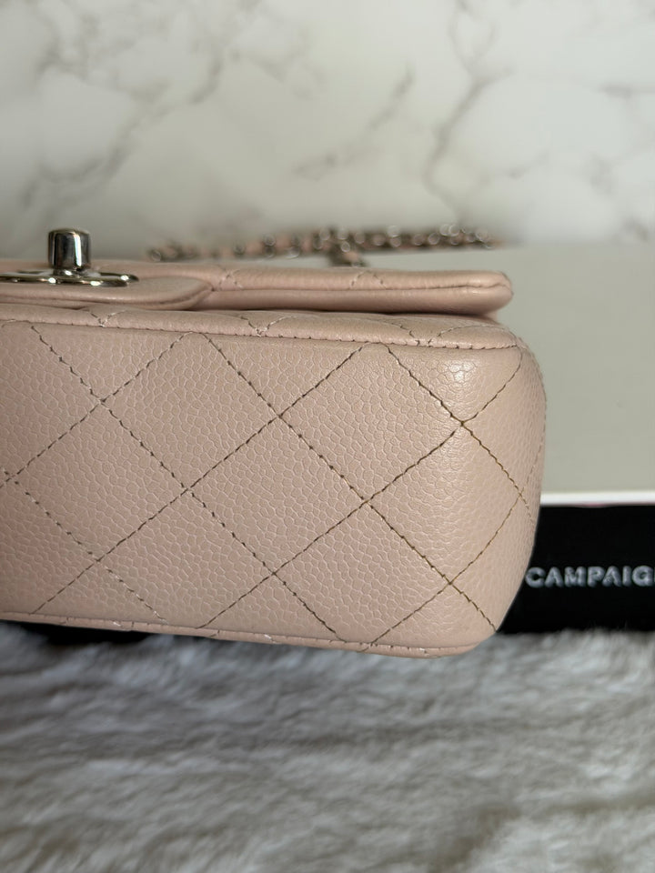 CHANEL series 18 Light Sakura Pink Caviar SHW Mini Rectangular Flap Bag 2014 14C collection