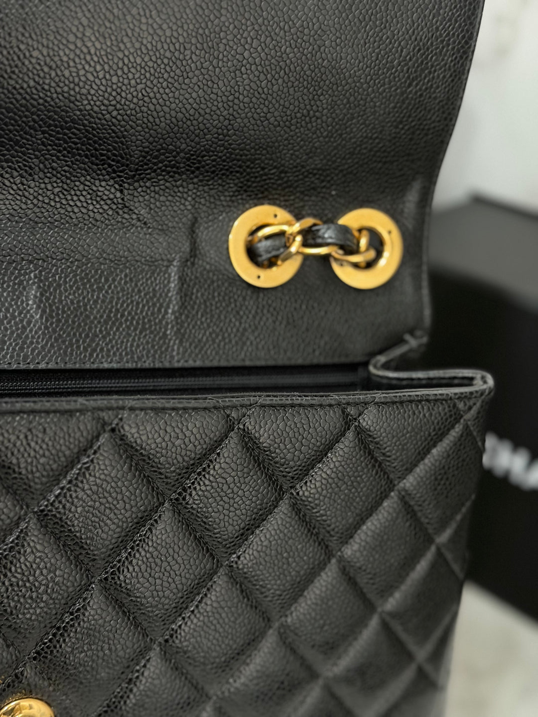 Chanel Series 7 24K GHW Black Caviar Vintage Jumbo Single Flap Bag 2008/2009