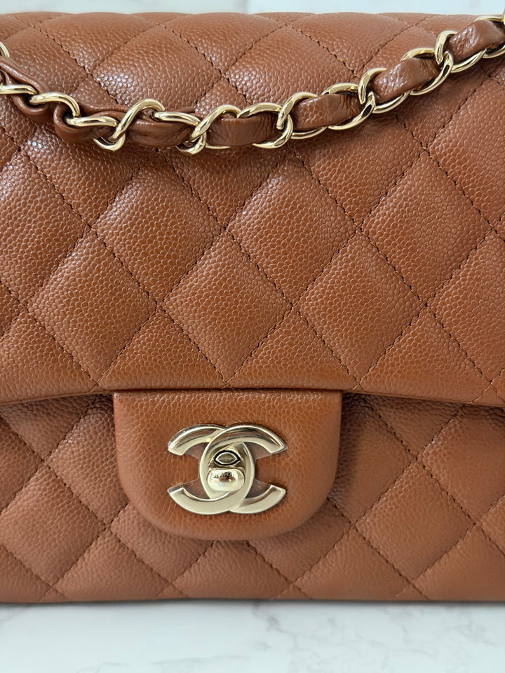 CHANEL Brown Caviar LGHW Medium ML Timeless 11.12 Classic Double Flap Bag 2023