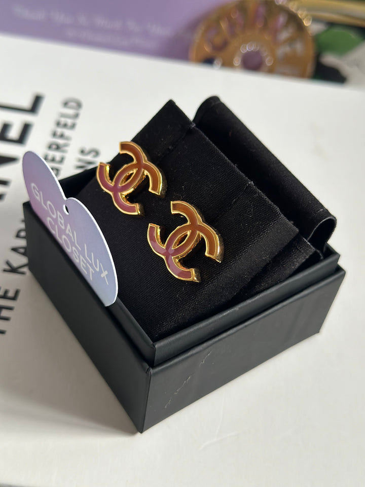 Chanel 23C Ombré Pink and orange Gold tone earrings