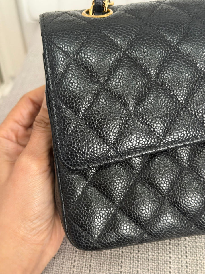 CHANEL Series 24 2017 Black Caviar GHW Medium M/L 11.12 Timeless Classic Double Flap Bag