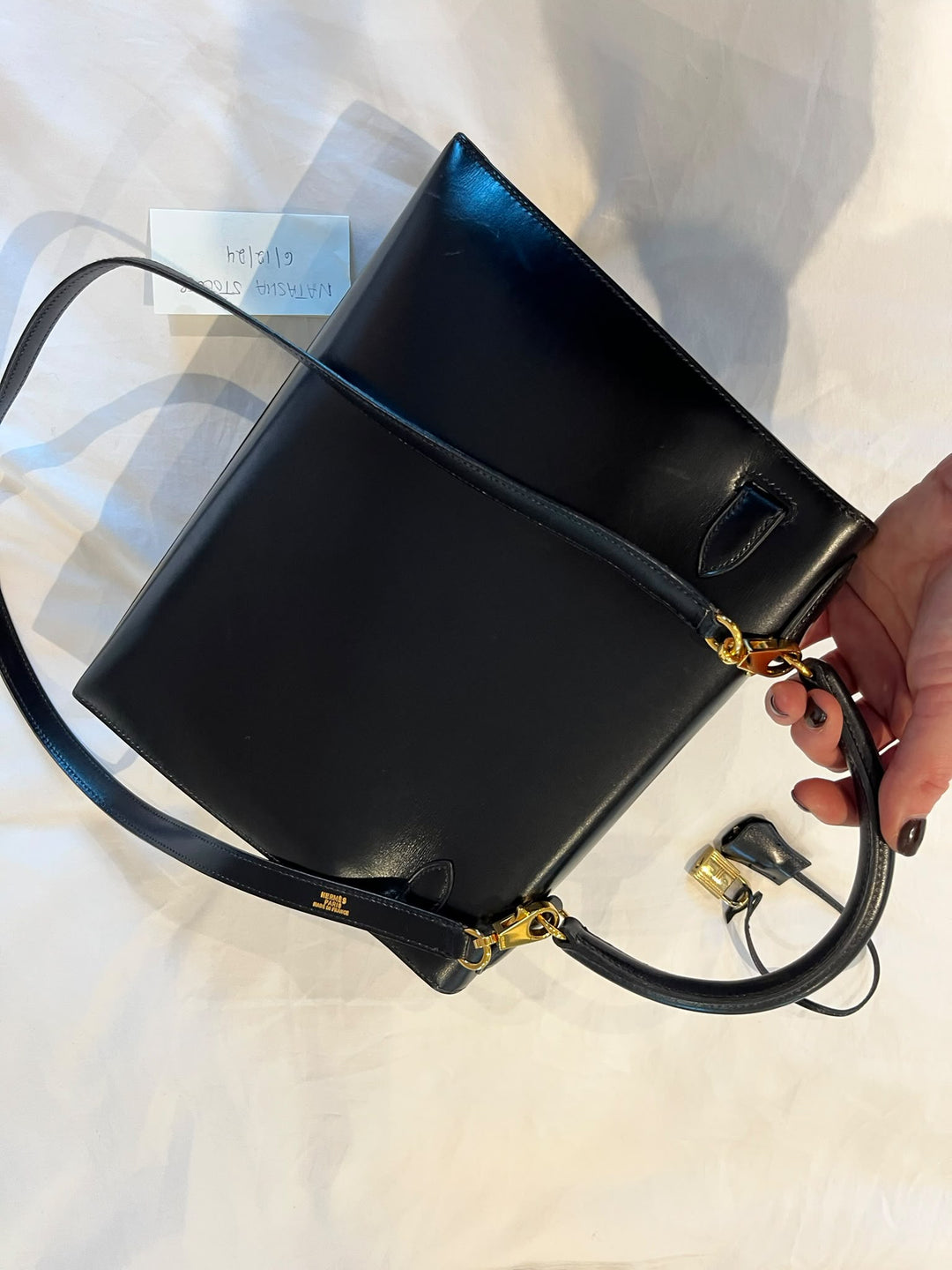 WA/Email to purchase only- HERMÈS Kelly 28 Vintage in Black 89 Noir 89 Box Leather GHW Stamp U in circle 1991