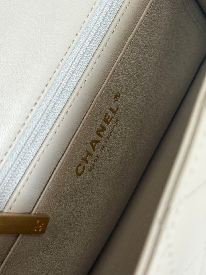 CHANEL 21A Grey Lambskin Aged GHW Top Handle Mini Rectangular Flap Bag 2021