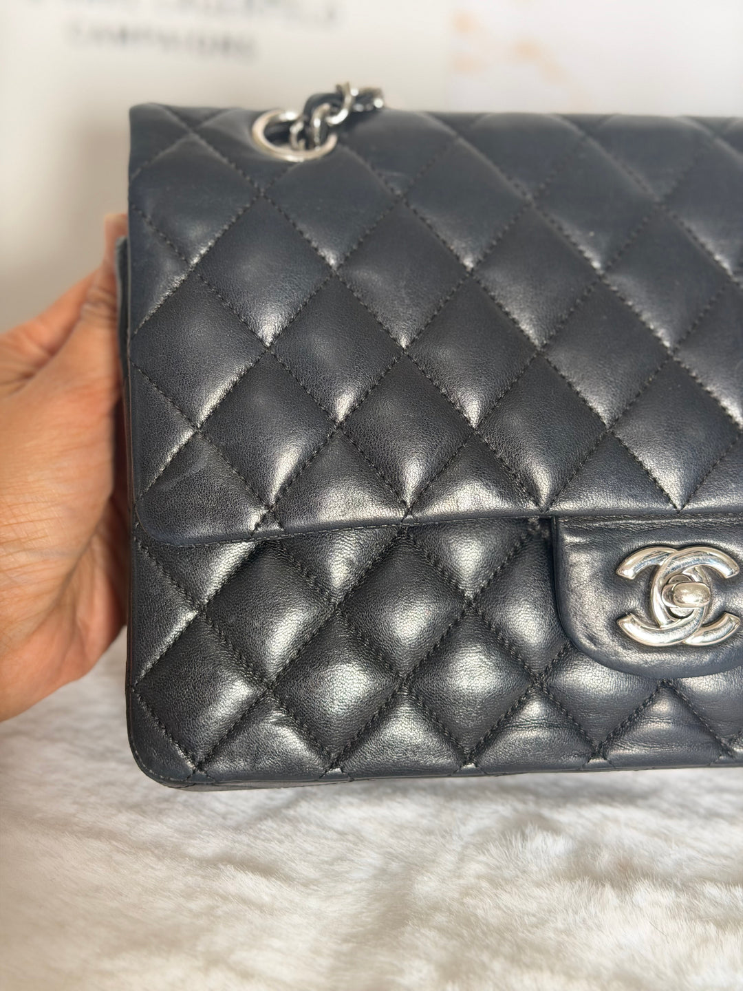 CHANEL series 12 Black Lambskin SHW Medium ML Timeless Classic Double Flap Bag 2011