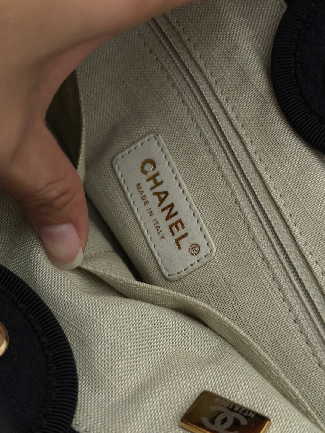 CHANEL 22B 2022 Black Tweed Deauville Tote size Small with Top Handle LGHW and Detachable Pouch