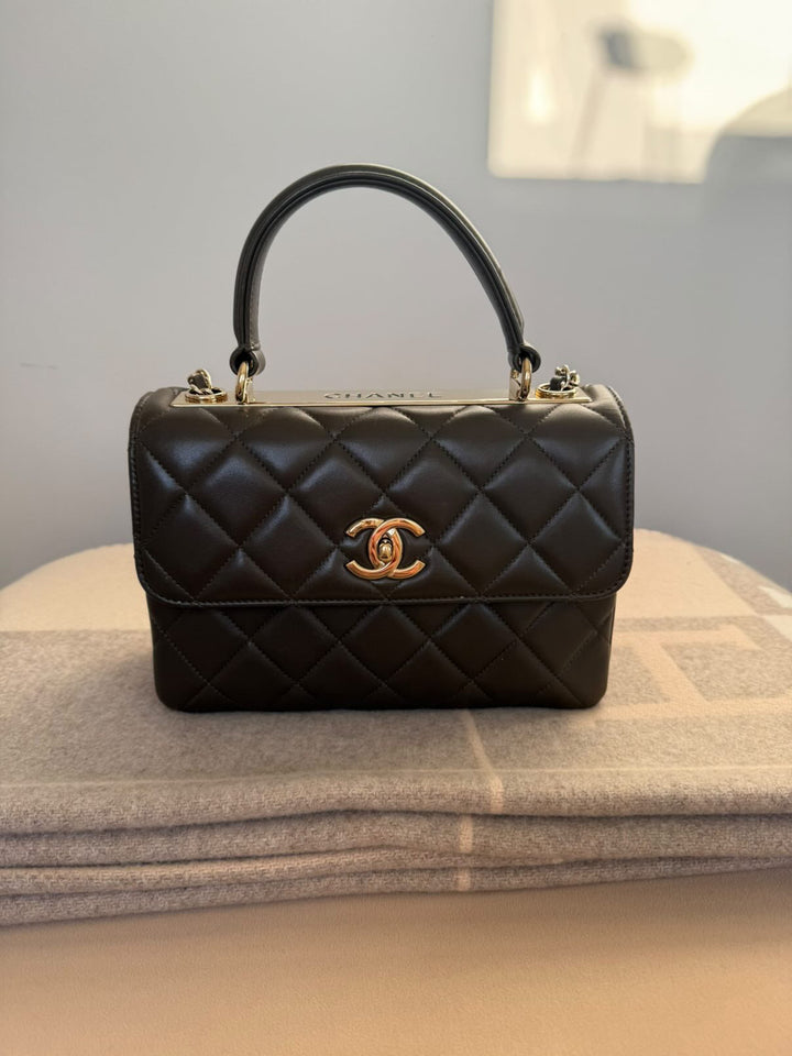 CHANEL series 23 2016 Khaki Green Lambskin LGHW Trendy CC Flap bag size Small with detachable chain