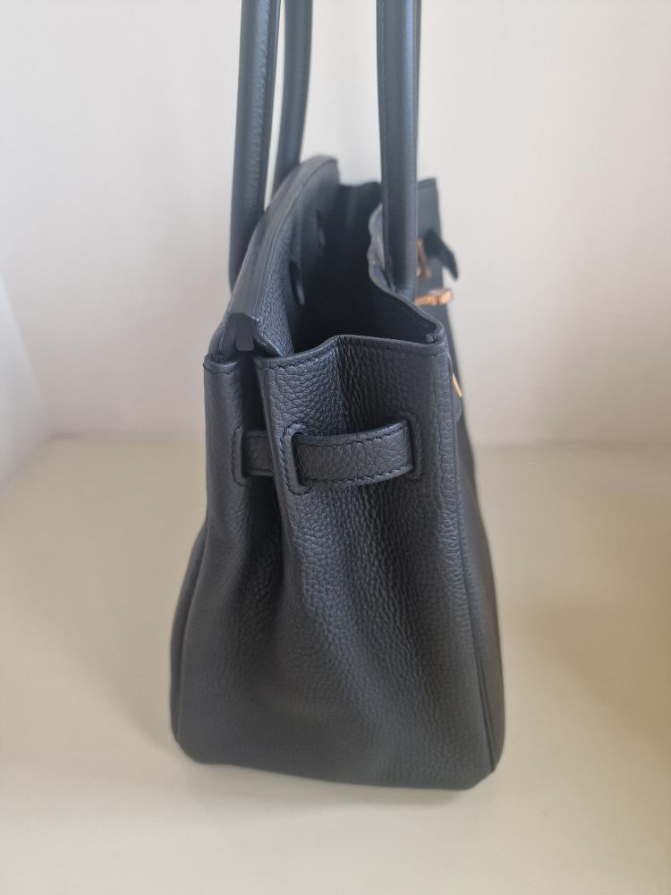 HERMES Noir/Black Togo Leather RGHW Birkin 30 Stamp D 2019