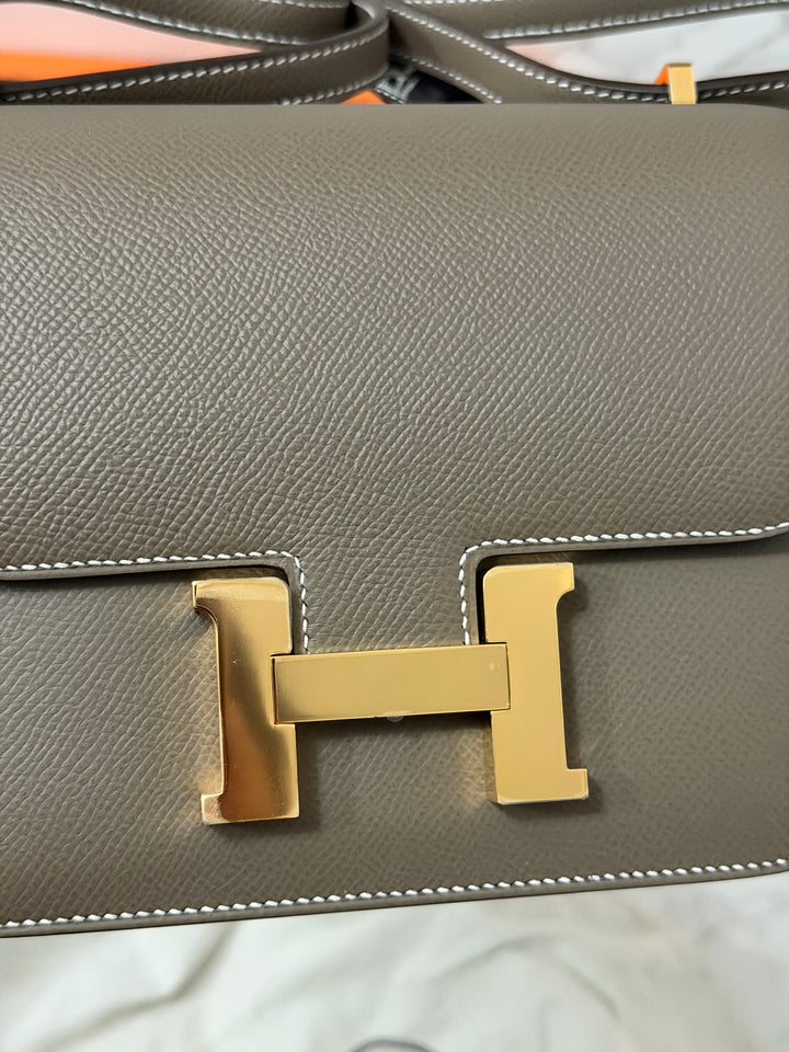 Hermes Constance 18 Etoupe Epsom Leather GHW Flap Bag Stamp D 2019